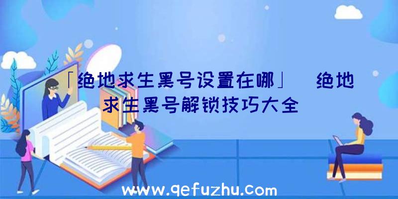 「绝地求生黑号设置在哪」|绝地求生黑号解锁技巧大全